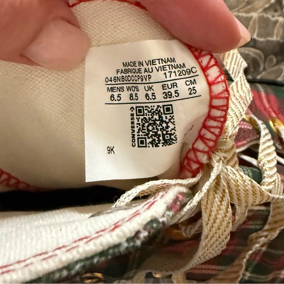 Converse High Top Red Plaid with Gold Laces - Picture 8 of 8